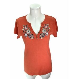 Alp-n-Rock Orange Amelie Embroidered Henley Top